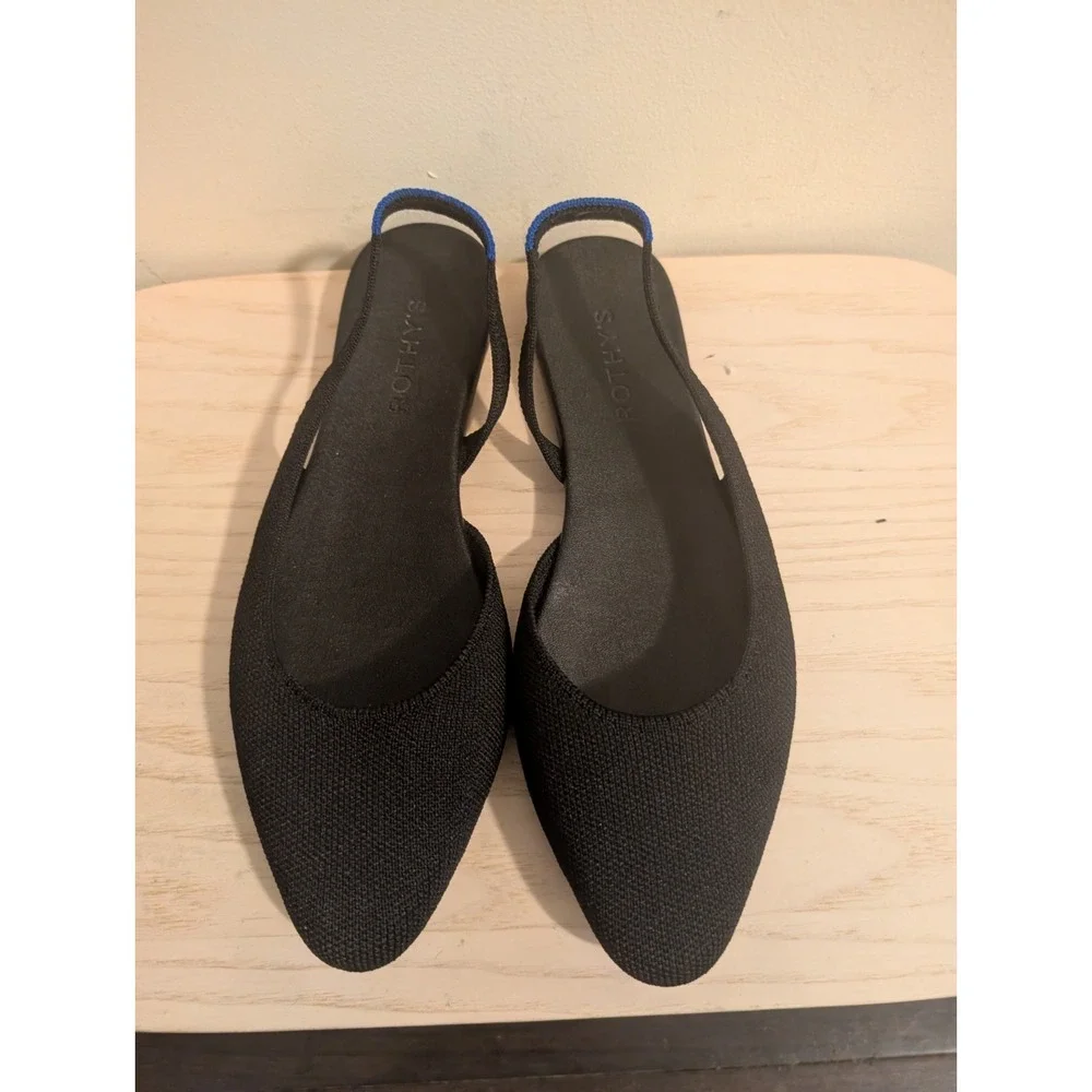 Rothy's THE ALMOND - SLINGBACK Size 8 Women's Black Barely Worn EUC